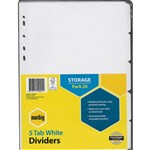 MARBIG 37320F DIVIDER WHITE MANILLA A4 5 TAB BULK PK20