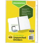 MARBIG 37405F DIVIDER WHITE MANILLA A4 10 TAB UNPUNCHED