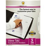MARBIG 37825 DIVIDER POLYPROPYLENE A4 5 TAB VIEW TAB TRANSLUCENT CLEAR