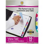 MARBIG 37830 DIVIDER POLYPROPYLENE A4 10 TAB VIEW TAB TRANSLUCENT MULTI COLOURED