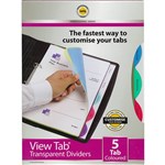MARBIG 37835 DIVIDER POLYPROPYLENE A4 5 TAB VIEW TAB TRANSLUCENT MULTI COLOURED