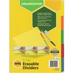 MARBIG 37900F DIVIDERS A4 5 TAB MANILLA ERASABLE