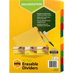 MARBIG 37910 DIVIDER BRIGHT MANILLA A4 10 TAB ERASABLE TABS