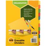 MARBIG 37912F DIVIDERS A4 12 TAB MANILLA ERASABLE