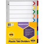MARBIG 38610F DIVIDER BOARD ASSORTED COLOURS A3 10 TAB PORTRAIT