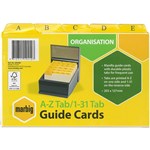 MARBIG 40068 MANILLA GUIDE CARDS 203X127MM 8X5 INCH MYLAR TAB AZ 131