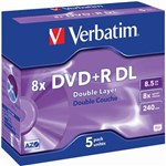 VERBATIM 43541 DVDR DUAL LAYER 85GB 8X JEWEL CASE PK5