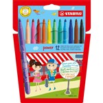 STABILO POWER FIBRE TIP PENS 10MM ASSORTED WALLET 12