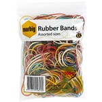 MARBIG 94699100 RUBBER BANDS ASSORTED SIZES AND COLOURS 100G