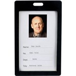 REXEL ID COLOURED PLASTIC CARD HOLDER PORTRAIT BLACK PACK 6