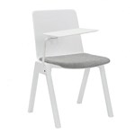 RAPIDLINE ACADEMY STACKING CHAIR WITH LIGHT GREY SEAT PAD AND TABLET ARM 610 X 530 X 800MM WHITE