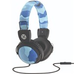 MOKI CAMO HEADPHONES INLINE MIC BLUE