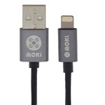 MOKI ACCMSTLCABGM LIGHTNING SYNCHARGE BRAIDED CABLE 900MM GUN METAL GREY