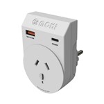 MOKI TRAVEL ADAPTOR PLUS OUTBOUND AUSNZ TO EUROPE WHITE