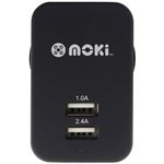 MOKI DUAL USB WALL CHARGER BLACK