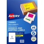AVERY 35999 L7167FY LASER LABEL 1SHT 1996X2891MM FLURO YELLOW PK25SHTS