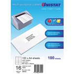 UNISTAT 38942 MULTIPURPOSE LABEL 16UP 99X34MM PACK 100