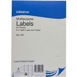 INITIATIVE  OFFICE NATIONAL MULTIPURPOSE LABELS 4SHT 991 X 139MM PK100SHTS