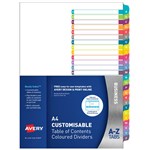 AVERY 922007 L741126 CUSTOMISABLE TABLE OF CONTENTS COLOURED DIVIDERS AZ TABS A4