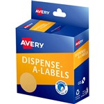 AVERY 937280 ROUND LABEL DISPENSER 24MM KRAFT BROWN BOX 400