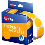AVERY 937301 DISPENSER LABELS ROUND 24MM FLUORO ORANGE PACK 350