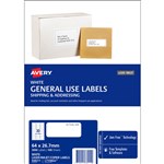AVERY 938211 L7158GU GENERAL USE LASER INKJET COPIER LABEL 30SHT 64X267MM PK100SHTS