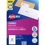 AVERY 959005 L7164 LASER LABEL 12SHT 635X72MM WHITE PK100SHTS