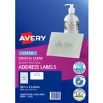 AVERY 959022 L7551 LASER LABEL 65SHT 381X212MM CRYSTAL CLEAR PK25SHTS