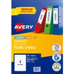 AVERY 959035 L7171 LASER LABEL LEVER ARCH SPINE 4SHT 200X60MM WHITE PK25SHTS