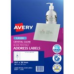 AVERY 959051 L7563 LASER LABEL 14SHT 991X381MM CRYSTAL CLEAR PK25SHTS