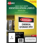 AVERY 959096 L7067 HEAVY DUTY LASER LABELS 1UP 1996 X 2891MM WHITE PACK 10