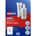 AVERY 959164 L6112C MULTIPURPOSE LABEL 40MM DIAMETER ROUND CRYSTAL CLEAR PK240