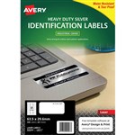 AVERY 959202 L601120 HEAVY DUTY LASER LABEL 27SHT 635X296MM SILVER PK20SHTS