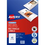 AVERY 959775 L7651CL COLOUR LASER LABEL 65SHT 381X212MM MATT WHITE PK20SHTS