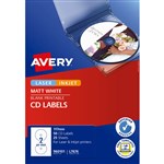 AVERY 960101 L767625 LASER LABEL FULL FACE CDDVD 2SHT 117MM DIAMETER MATT WHITE PK25SHTS