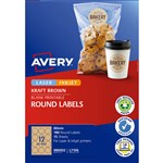 AVERY 980002 L7106 LABEL PRINT TO THE EDGE ROUND 12SHT 60MM DIAMETER KRAFT BROWN PK15SHTS