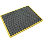 MATTEK AG34YEL AIR GRID NONSLIP ANTIFATIGUE MAT 600X900MM BLACK WITH YELLOW BORDER