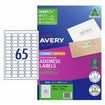 AVERY 959071 L7651 LASER LABEL 65SHT 381X212MM WHITE PACK100