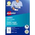 AVERY 980040 L7427 ADHESIVE FABRIC NAME BADGE 10SHT 88X52MM PK15SHTS
