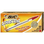 BIC 0221 CRISTAL BALLPOINT PEN MEDIUM RED BX12