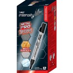 BIC INTENSITY METAL PRO PERMANENT MARKER CHISEL BLACK BOX 12