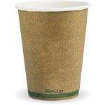 BIOPAK BIOCUP SINGLE WALL CUP 12OZ KRAFT GREEN STRIPE PACK 50