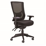 BURO METRO II 247 OFFICE CHAIR MESH HIGH BACK 3LEVER POLISHED ALUMINIUM BASE WITH ARMS BLACK