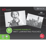 GBC BL80MA3MATTPK50 MATT LAMINATING POUCHES A3 80 MICRON PACK 50