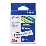 BROTHER TZE121 LABELLING TAPE BLACK ON CLEAR 9MM X 8M