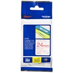 BROTHER TZE252 PTOUCH TAPE 24MM X 8MTR RED ON WHITE LAMINATED