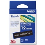 BROTHER TZE335 PTOUCH TAPE 12MM X 8MTR WHITE ON BLACK LAMINATED