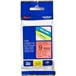 BROTHER TZE421 PTOUCH TAPE 9MM X 8MTR BLACK ON RED LAMINATED