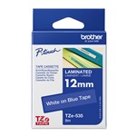 BROTHER TZE535 PTOUCH TAPE 12MM X 8MTR WHITE ON BLUE LAMINATED