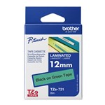 BROTHER TZE731 PTOUCH TAPE 12MM X 8MTR BLACK ON GREEN LAMINATED